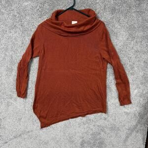 Chicos Sweater‎ 2 Orange Cowl Neck Asymmetrical Hem Lagenlook Comfy Winter Cozy
